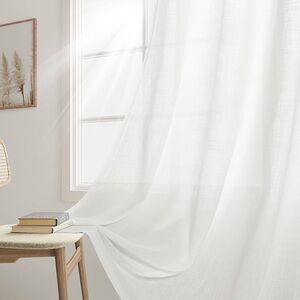 White 100% Linen Curtain Drape Panel